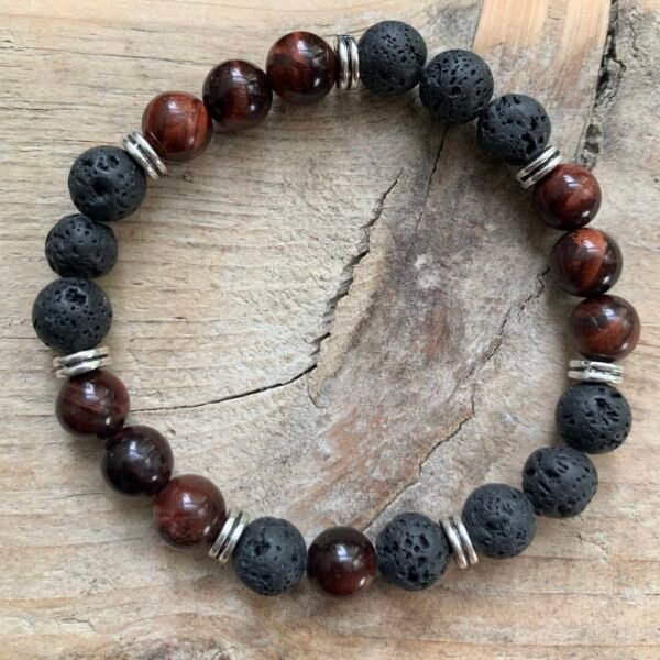 Bracelet en pierres naturelles Pierre de Lave et Oeil de Taureau