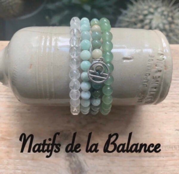 Manchette de 4 bracelets en pierres naturelles Natives de la Balance