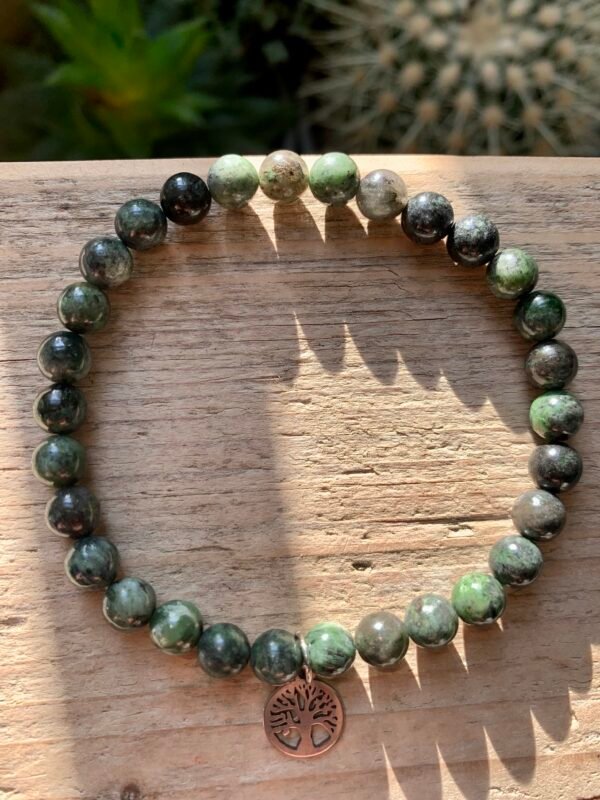 Bracelets en pierres naturelles Diopside et son arbre de vie argenté – Image 4