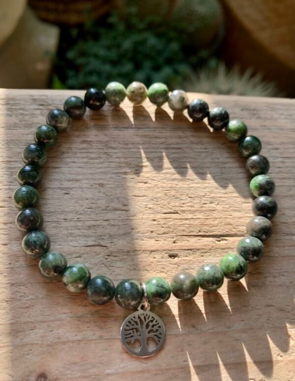 Bracelets en pierres naturelles Diopside et son arbre de vie argenté – Image 3