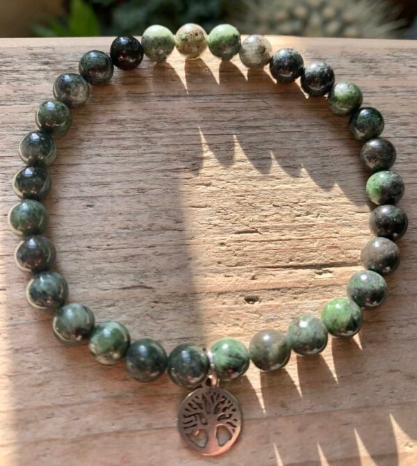 Bracelets en pierres naturelles Diopside et son arbre de vie argenté