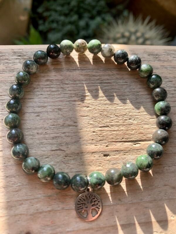 Bracelets en pierres naturelles Diopside et son arbre de vie argenté – Image 2