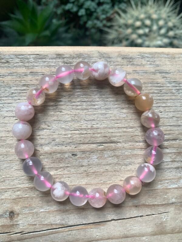 Bracelet en pierres naturelles Agate Fleur 8 mm – Image 9