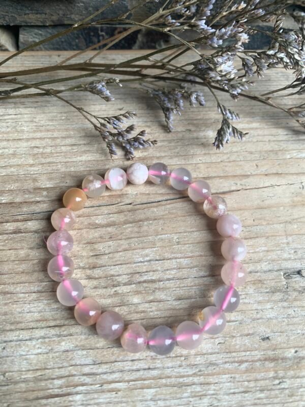Bracelet en pierres naturelles Agate Fleur 8 mm – Image 6