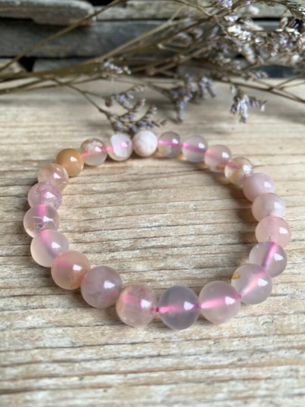 Bracelet en pierres naturelles Agate Fleur 8 mm – Image 5
