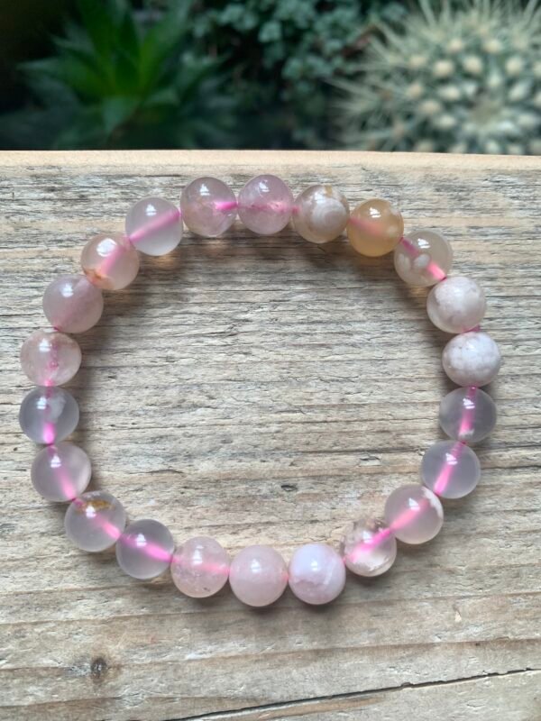 Bracelet en pierres naturelles Agate Fleur 8 mm – Image 2