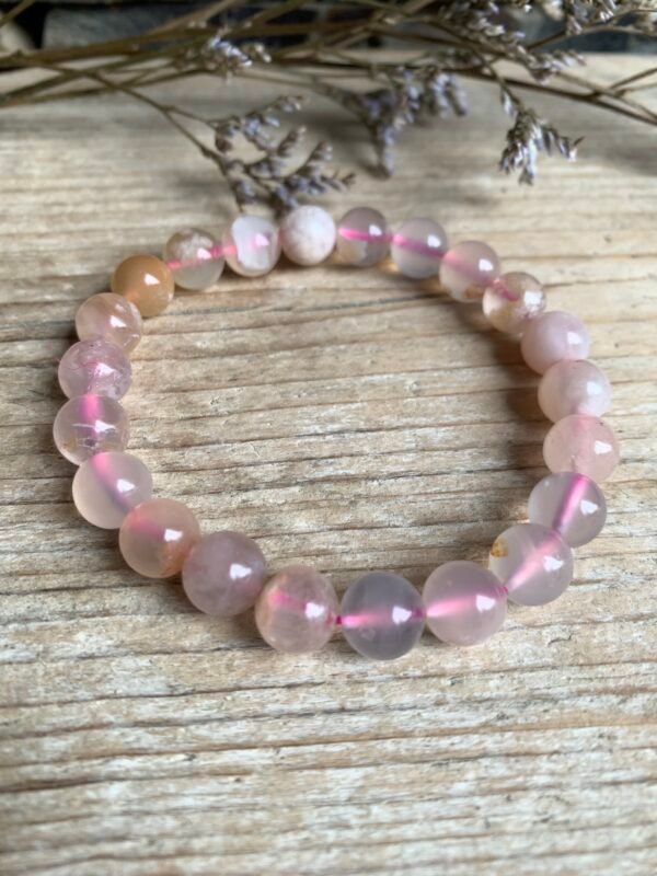 Bracelet en pierres naturelles Agate Fleur 8 mm – Image 4