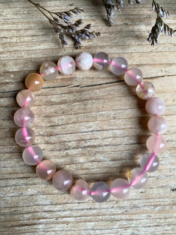 Bracelet en pierres naturelles Agate Fleur 8 mm – Image 3