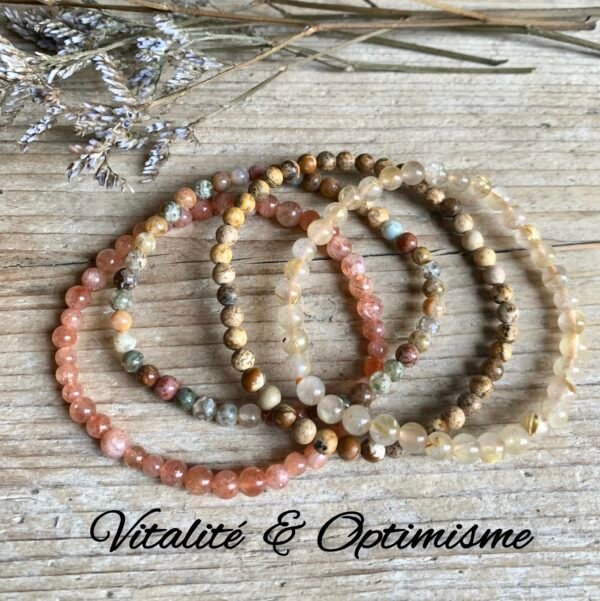Manchette bracelets en pierres naturelles Vitalité et Optimisme