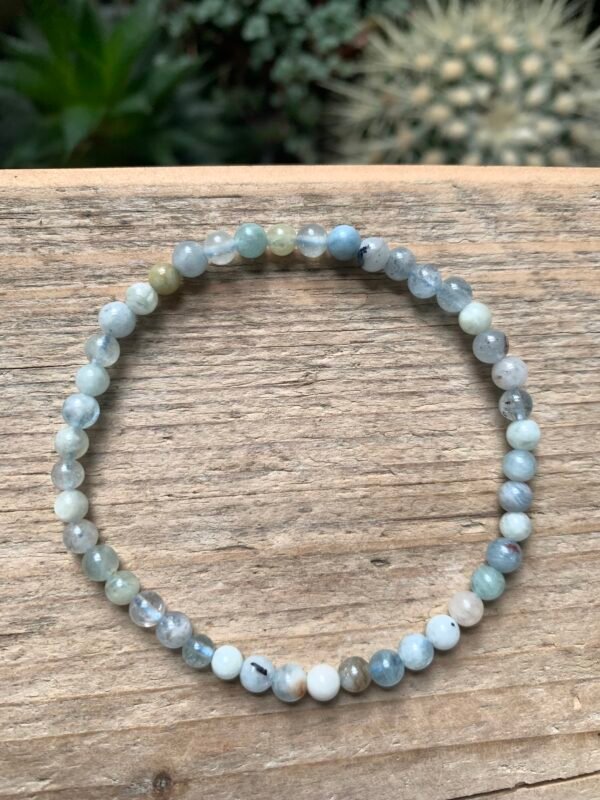 Bracelet en pierres naturelles Aigue Marine Multicolore 4 mm – Image 2